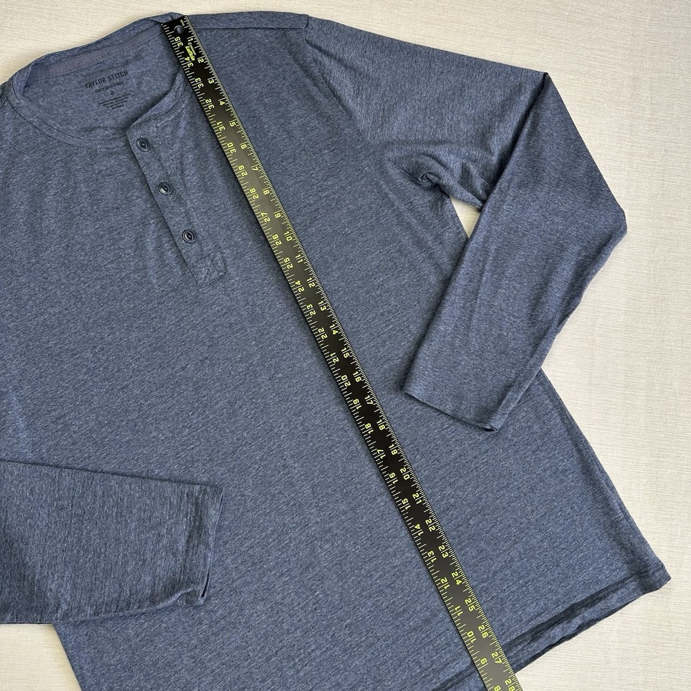 Taylor Stitch Merino Base Henley Men 40 Med Blue Heather Long Sleeve Wool Shirt - Picture 5 of 9